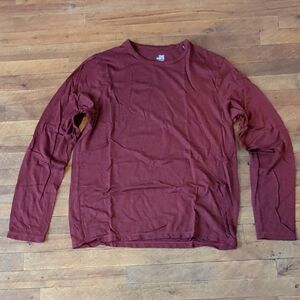 Men's Burgundy Long Sleeve Wool Shirt